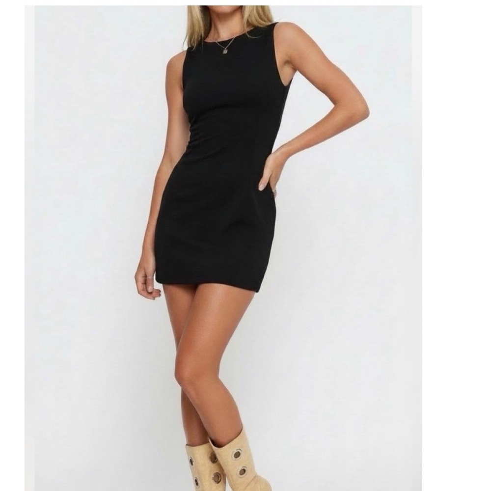 Princess Polly Yumiko Black Tie Back Romper Organic Cotton US 6 Mini Dress
